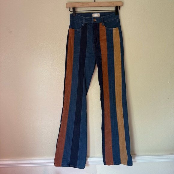 Altar'd State Denim - Altar'd State Multicolor Faux Suede Striped Flare Jeans